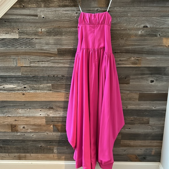 NWT Monique Lhuillier Pink Taffeta High Low Bubble Hem Strapless Gown Size 4 - Picture 7 of 13